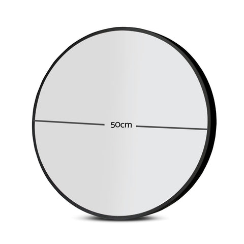 Embellir Wall Mirror Makeup 50cm Home Decor Framed Mirrors Bathroom Round Black - SuperSaverAU - view 2