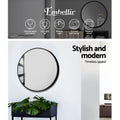 Embellir Wall Mirror Makeup 50cm Home Decor Framed Mirrors Bathroom Round Black - SuperSaverAU - view 4