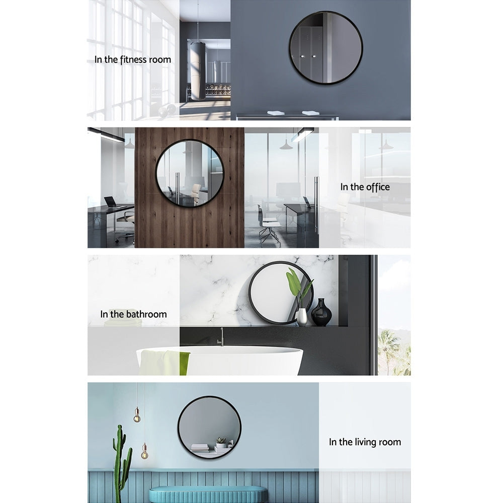 Embellir Wall Mirror Makeup 50cm Home Decor Framed Mirrors Bathroom Round Black - SuperSaverAU - view 6