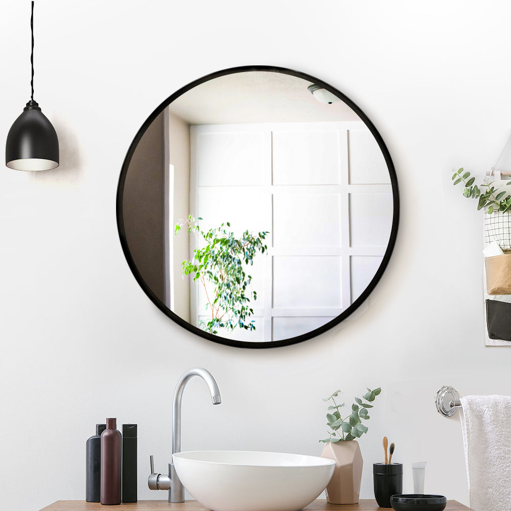 Embellir Wall Mirror Makeup 50cm Home Decor Framed Mirrors Bathroom Round Black - SuperSaverAU - view 7