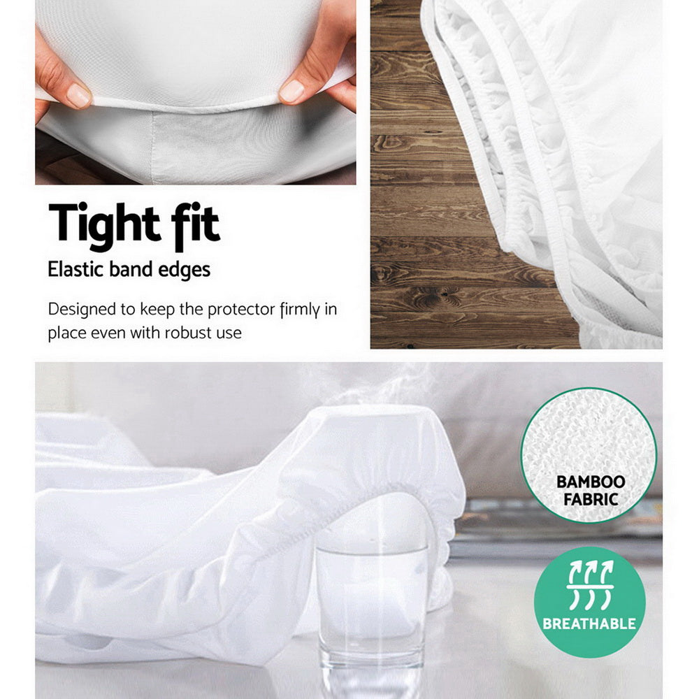 Giselle Bedding Bamboo Fabric Mattress Protector Queen - Water-Resistant, Machine Washable - SuperSaverAU - view 5
