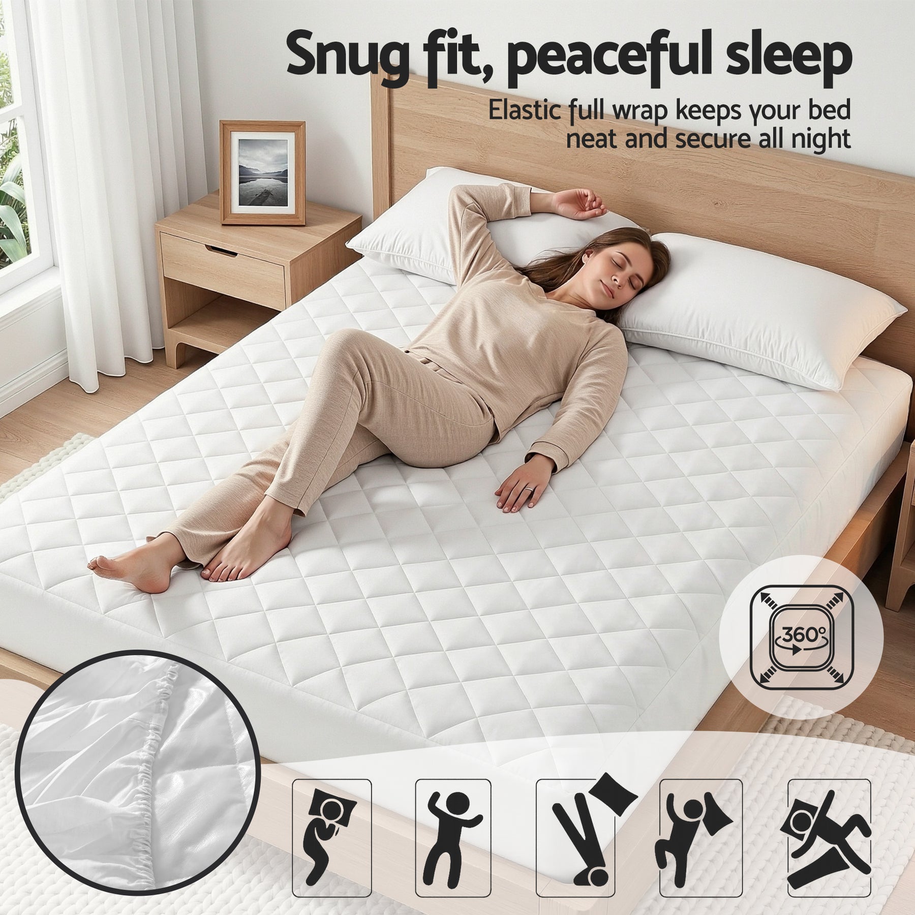 Giselle Bedding Waterproof Cotton Mattress Protector – Double