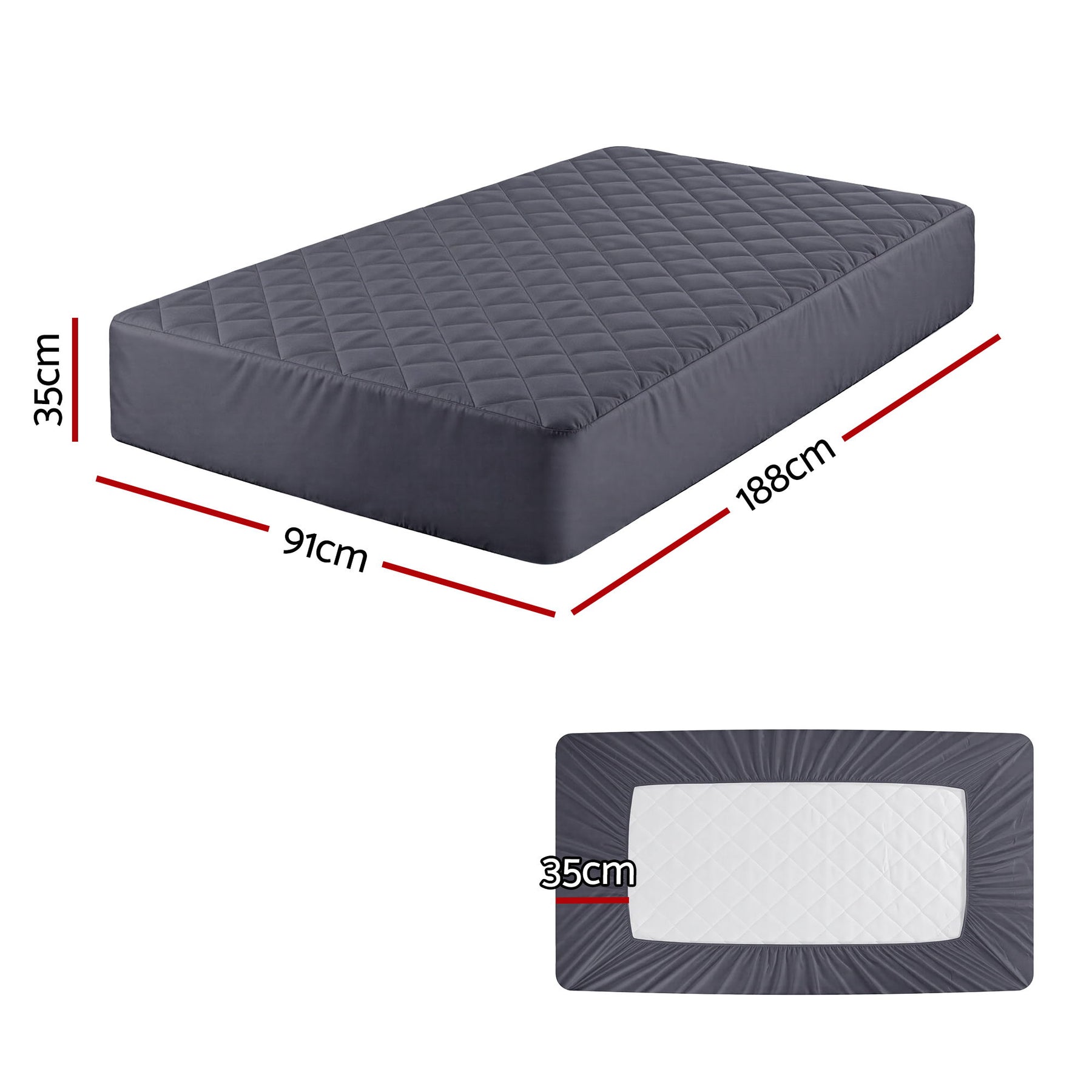Giselle Water-Resistant Mattress Protector Microfiber 35cm 360° Fit Single - SuperSaverAU - view 3