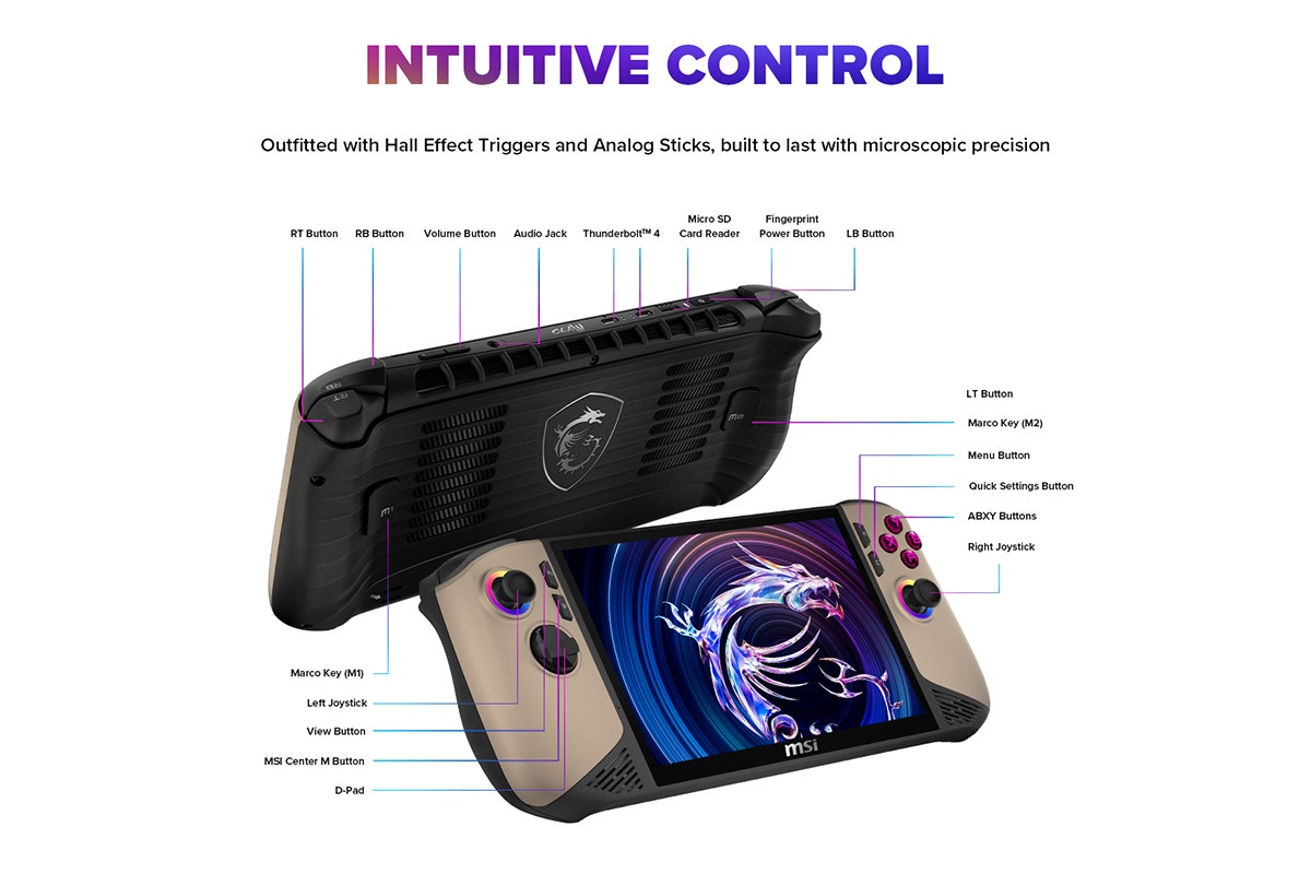 MSI Claw 8 AI+ 8" FHD Touchscreen 120Hz Handheld Gaming Console - Core Ultra 7 (1TB)