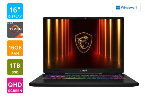 MSI Crosshair A16 16" QHD+ 240Hz Ryzen R9 RTX 5070 Gaming Laptop (16GB, 1TB, D7WGKG-037AU)
