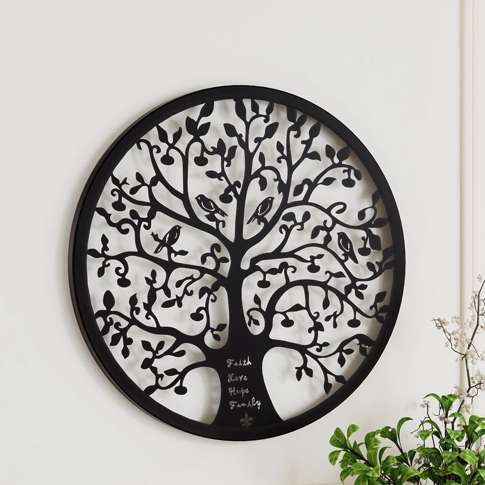 Artiss Metal Wall Art 60cm Round Tree of Life Sculpture with Wall Mounting Bracket