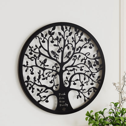 Artiss Metal Wall Art 60cm Round Tree of Life Sculpture with Wall Mounting Bracket