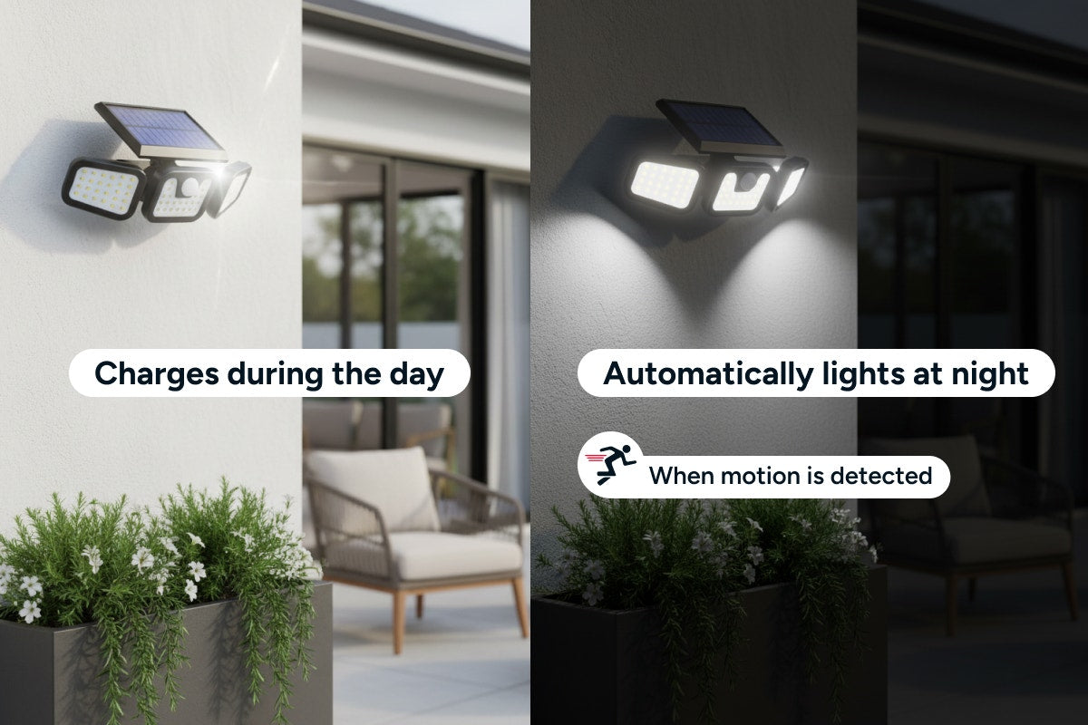 3-Headed Outdoor Solar Motion Sensor Light (2400mAh)