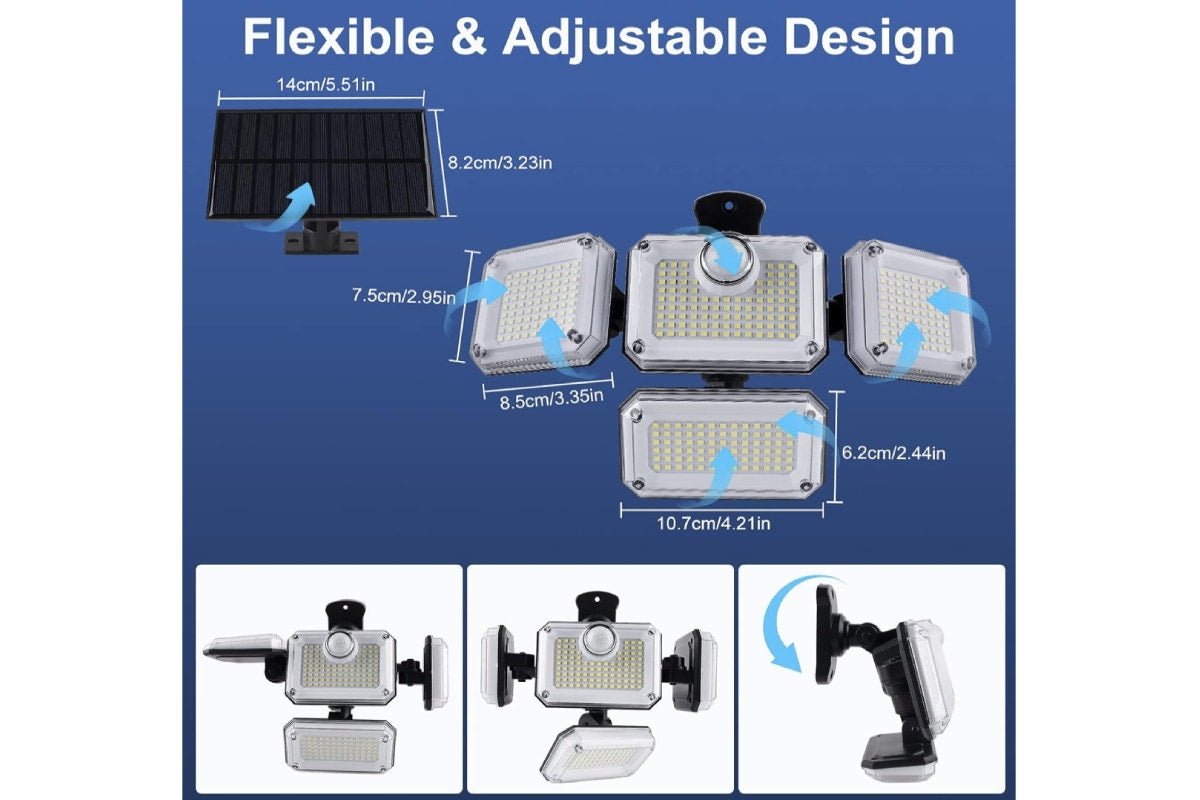4-Headed Outdoor Solar Motion Sensor Light (333 LED)