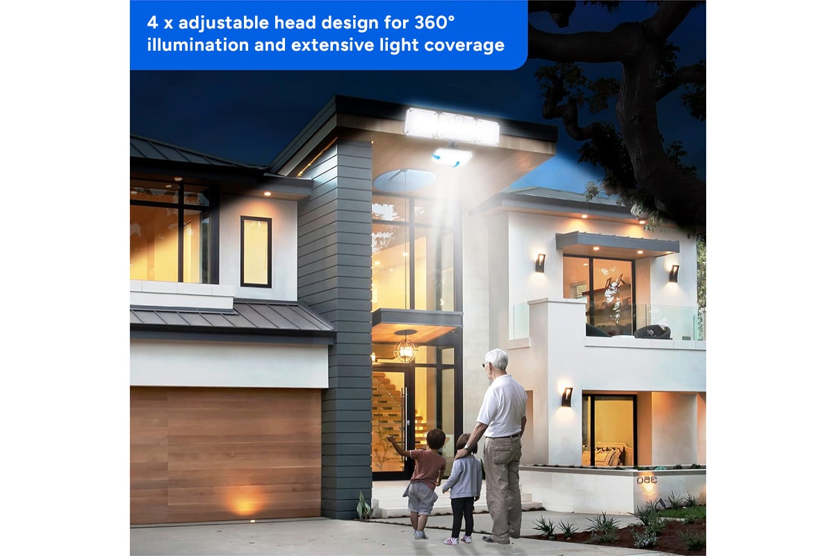 4-Headed Outdoor Solar Motion Sensor Light (333 LED)