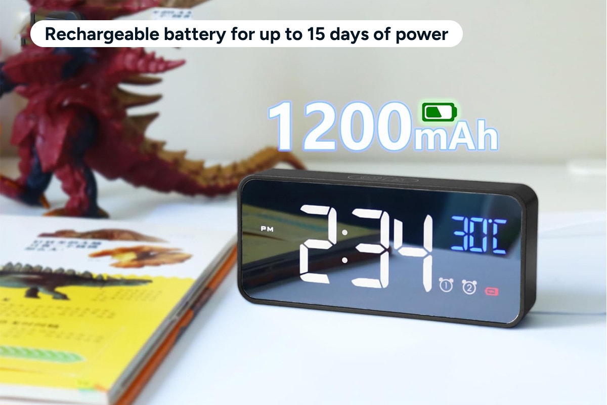 Digital Alarm Clock with Temperature Display & Voice Control