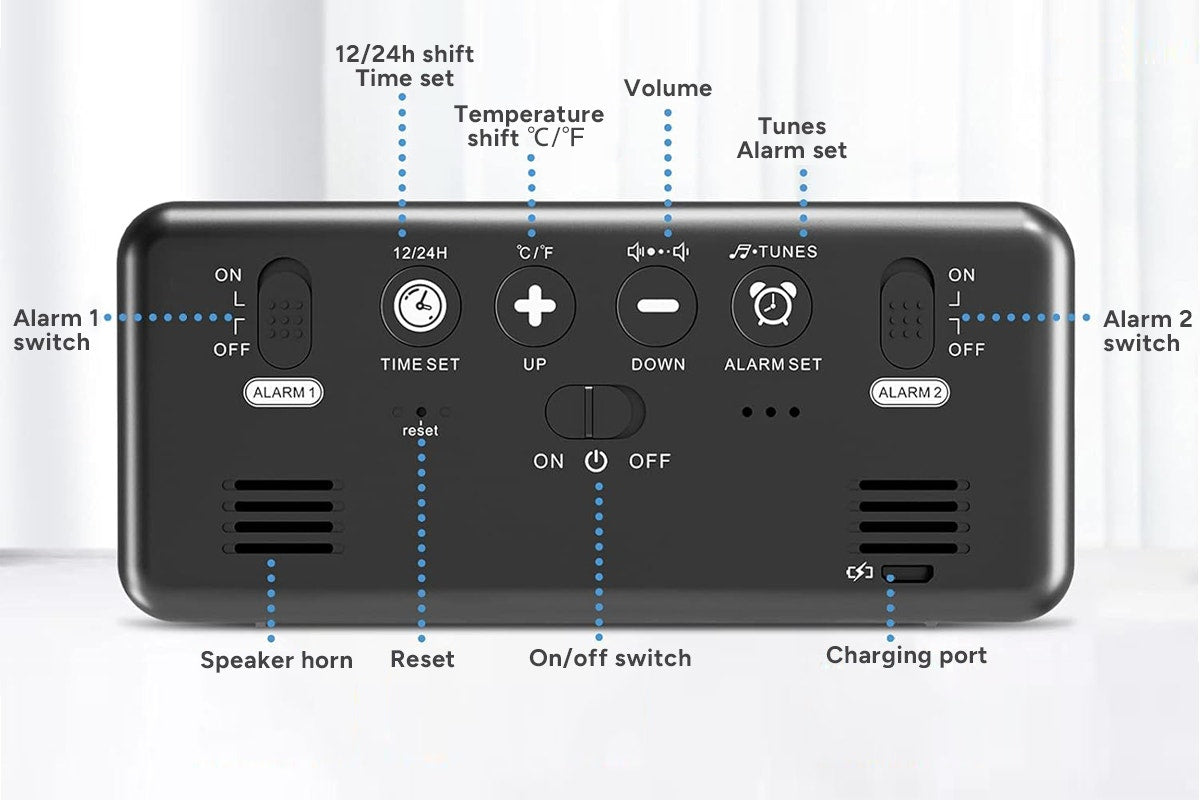 Digital Alarm Clock with Temperature Display & Voice Control