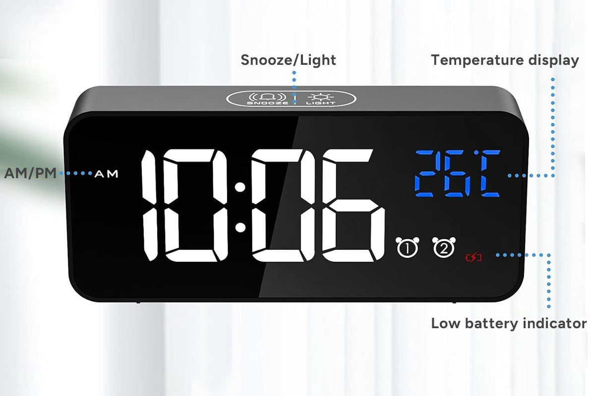 Digital Alarm Clock with Temperature Display & Voice Control