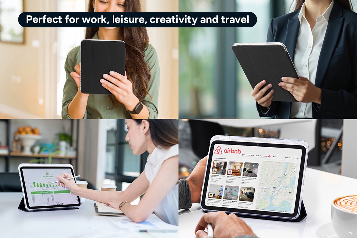 Slim Folio Stand Case for iPad (A16) 10th & 11th Gen (Black)