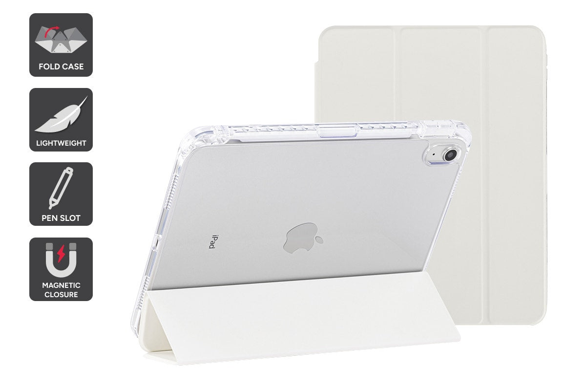 Slim Folio Stand Case for iPad (A16) 10th & 11th Gen (White)