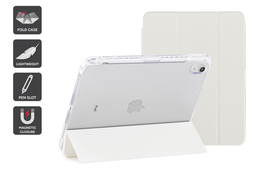 Slim Folio Stand Case for iPad (A16) 10th & 11th Gen (White)