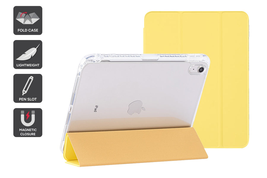 Slim Folio Stand Case for iPad (A16) 10th & 11th Gen (Yellow)