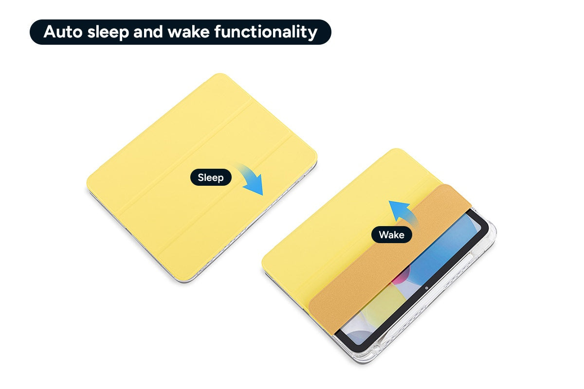 Slim Folio Stand Case for iPad (A16) 10th & 11th Gen (Yellow)