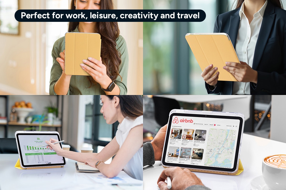 Slim Folio Stand Case for iPad (A16) 10th & 11th Gen (Yellow)