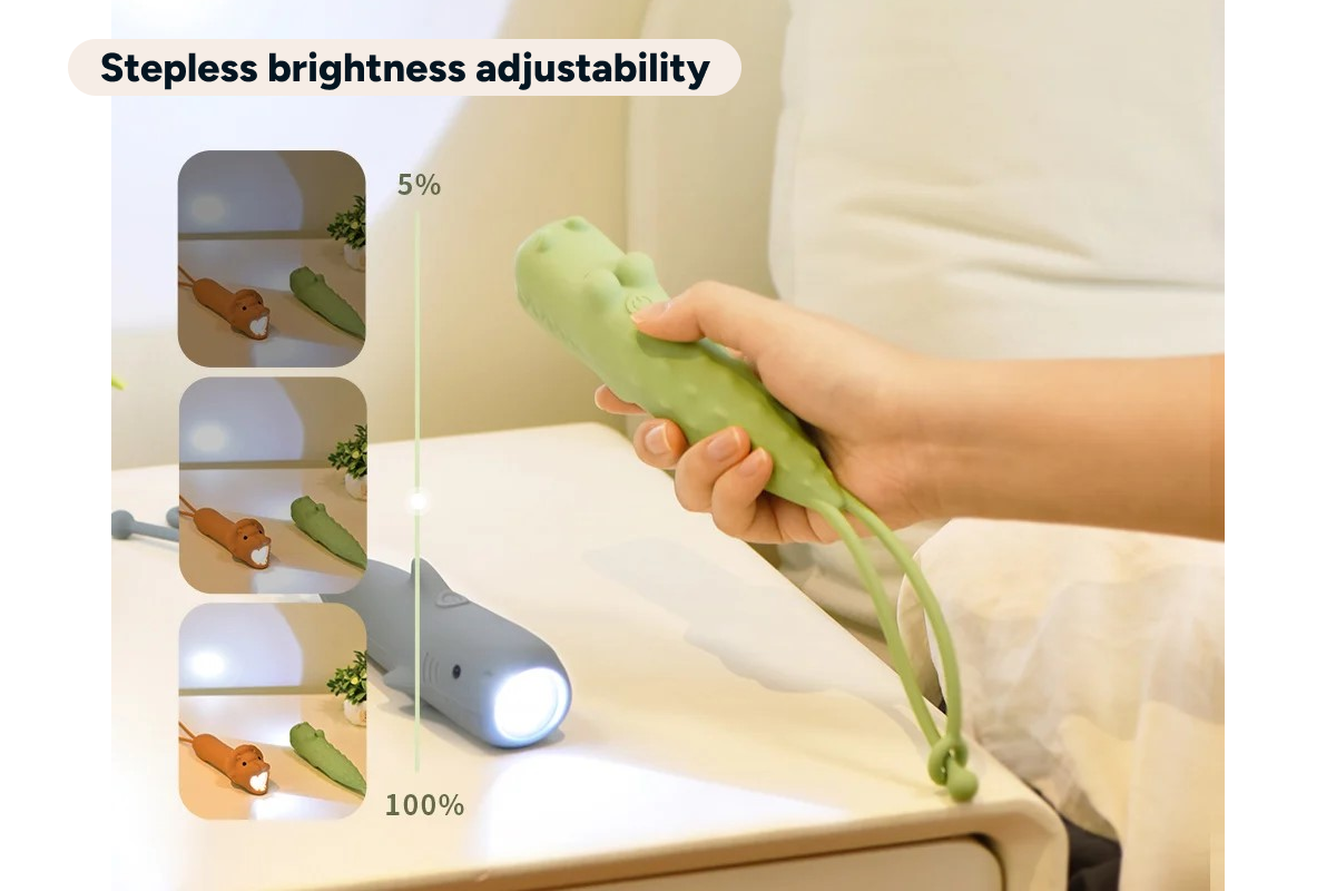 Kids Crocodile Rechargeable Silicone LED Torch (2 Pack)