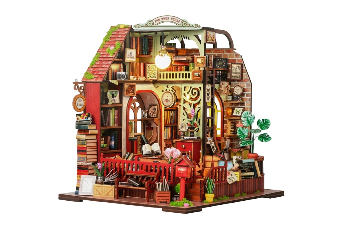 DIY Miniature Book Shop Kit with Music Box