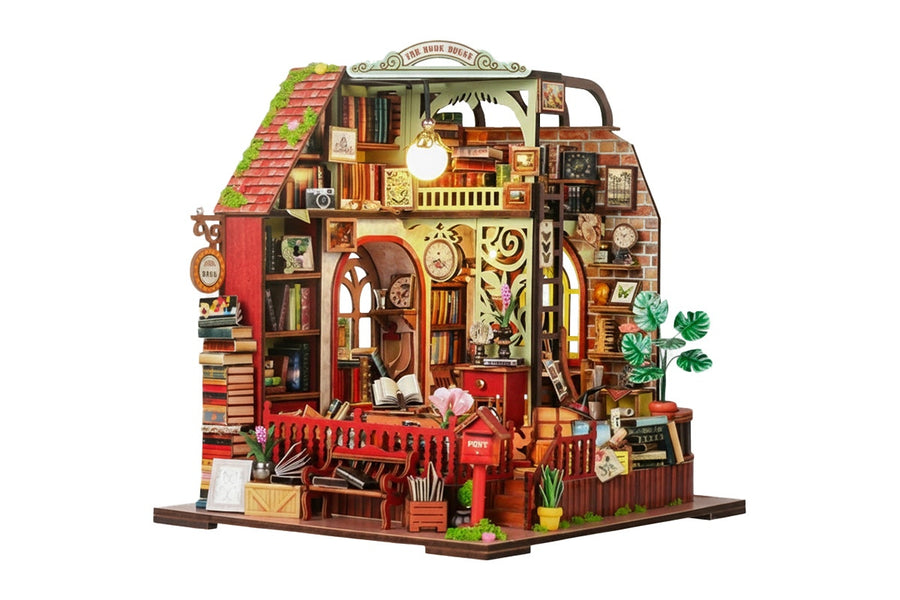 DIY Miniature Book Shop Kit with Music Box