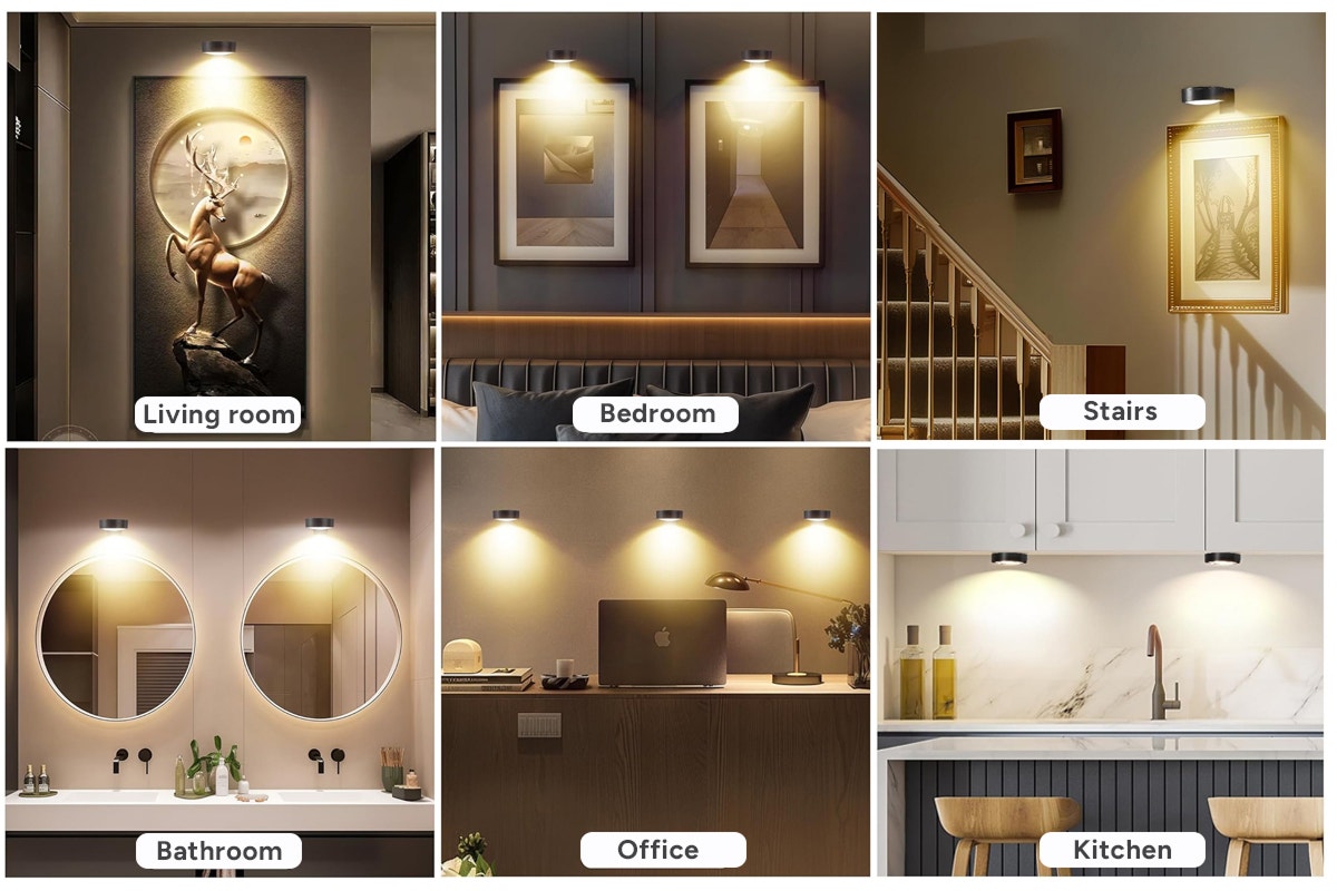 Rechargeable Wall-Mounted Magnetic Lights with Remote Control (3 Pack)