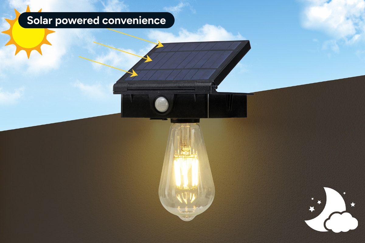 Solar Wall Sconce Light with Bulb (2 Pack)