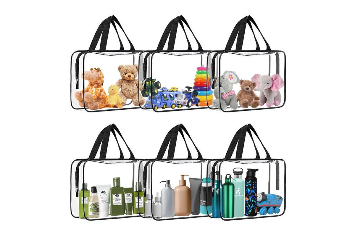 Clear PVC Waterproof Storage Bags with Zipper (6 Pack)