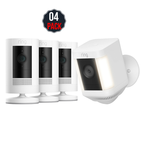 Ring Stick Up Cam Battery 3 Pack (White) + Spotlight Cam Plus Battery (White) - SuperSaverAU - view 1