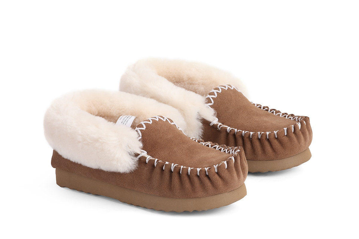 UGG Outback Premium Australian Sheepskin Moccasin Slipper (Chestnut, Size 12M/13W US)