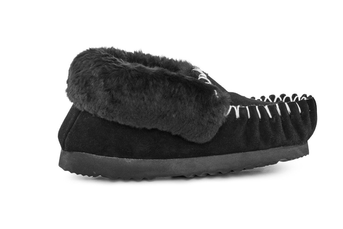 UGG Outback Premium Australian Sheepskin Moccasin Slipper (Black, Size 10M/11W US)