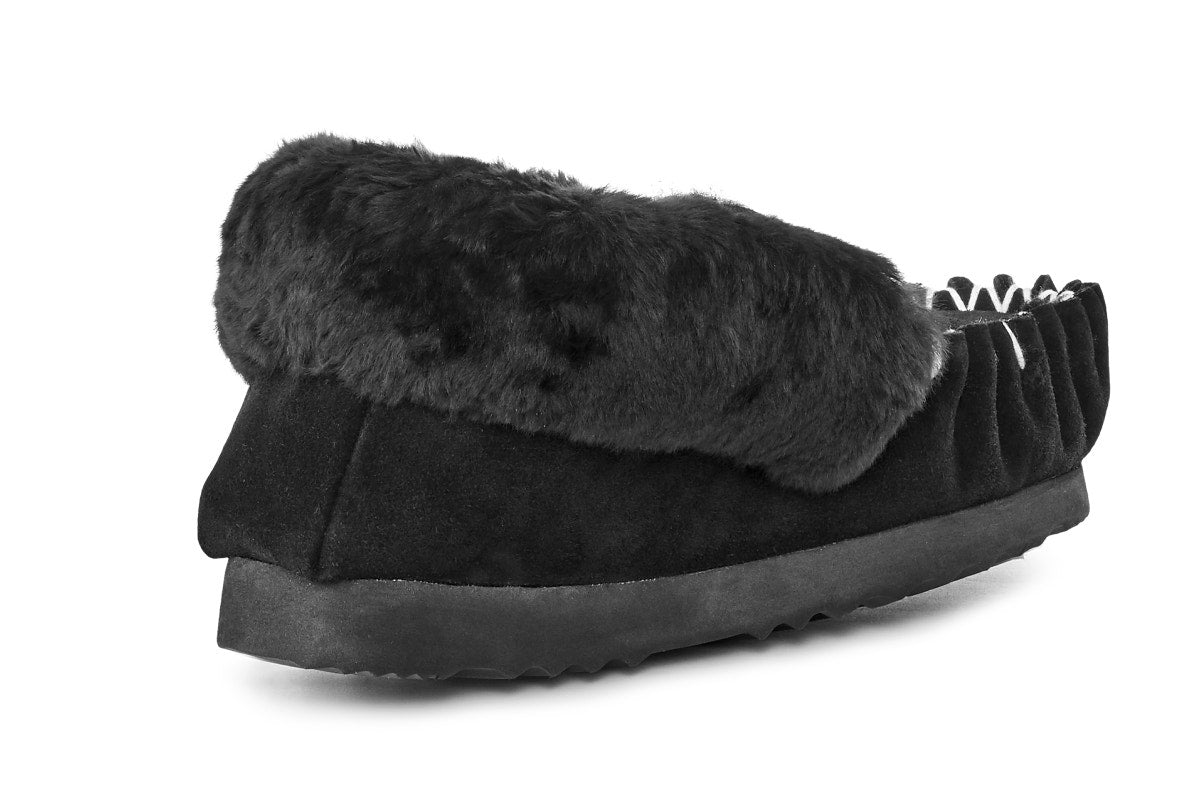 UGG Outback Premium Australian Sheepskin Moccasin Slipper (Black, Size 10M/11W US)