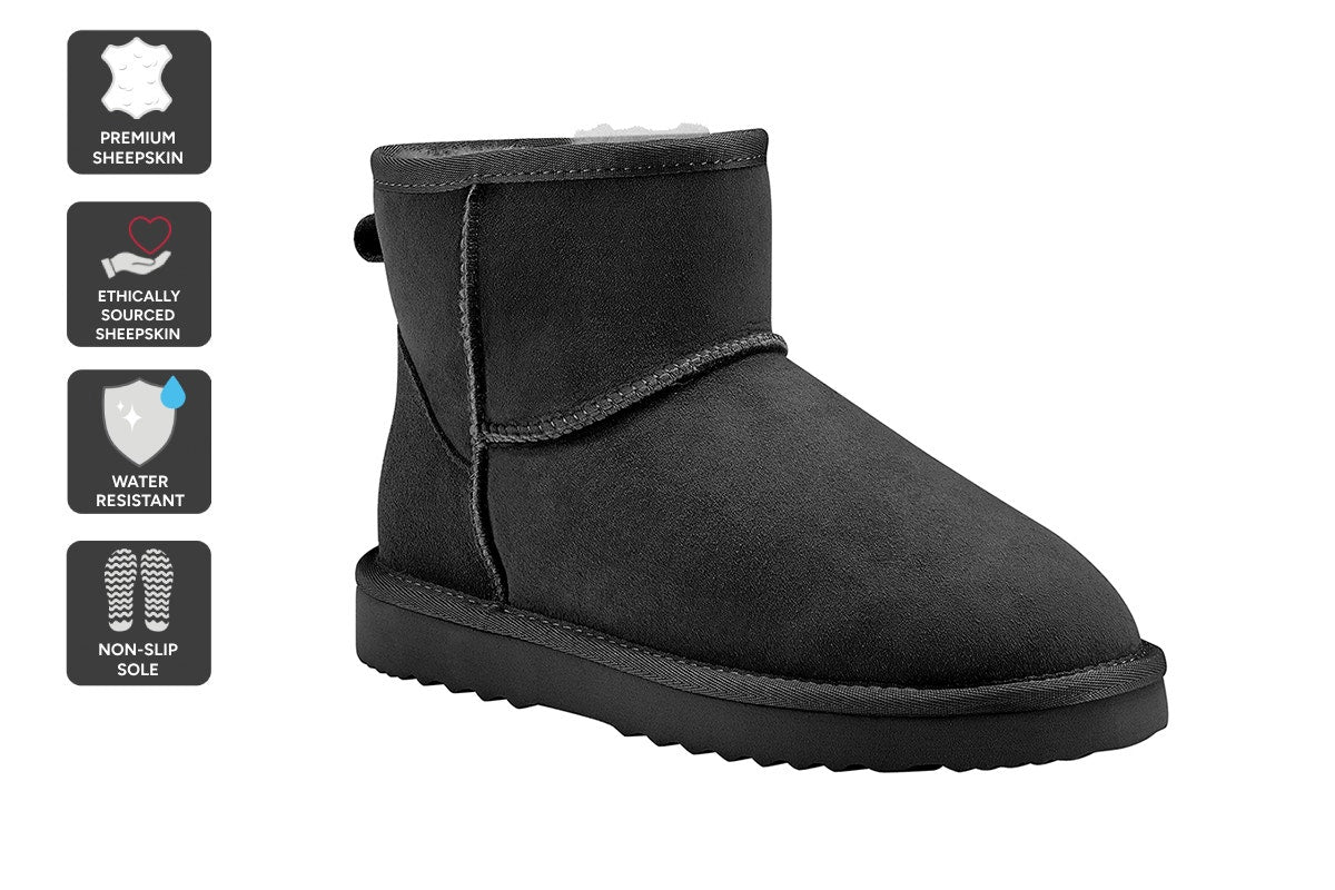 UGG Outback Premium Australian Sheepskin Mini Classic Boot (Black, Size 13M/14W US)