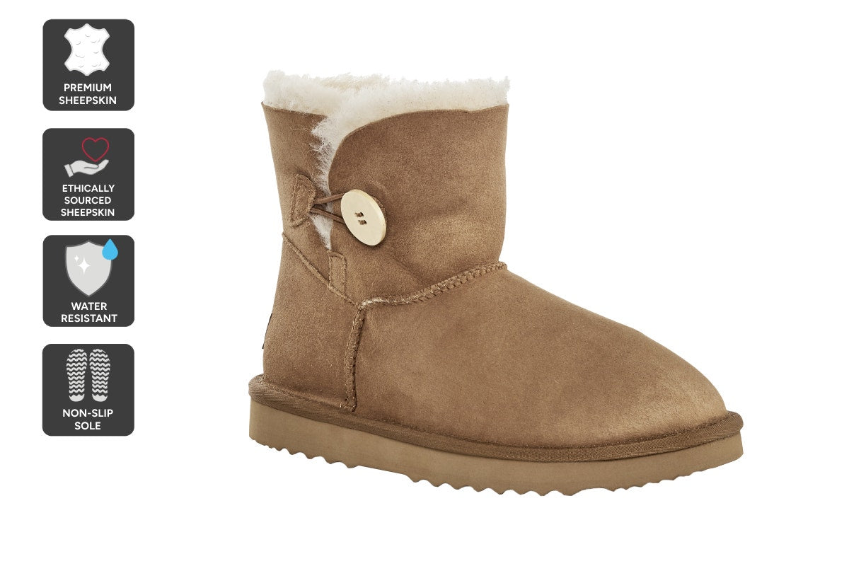 UGG Outback Premium Australian Sheepskin Short Button Boot (Chestnut, Size 13M/14W US)