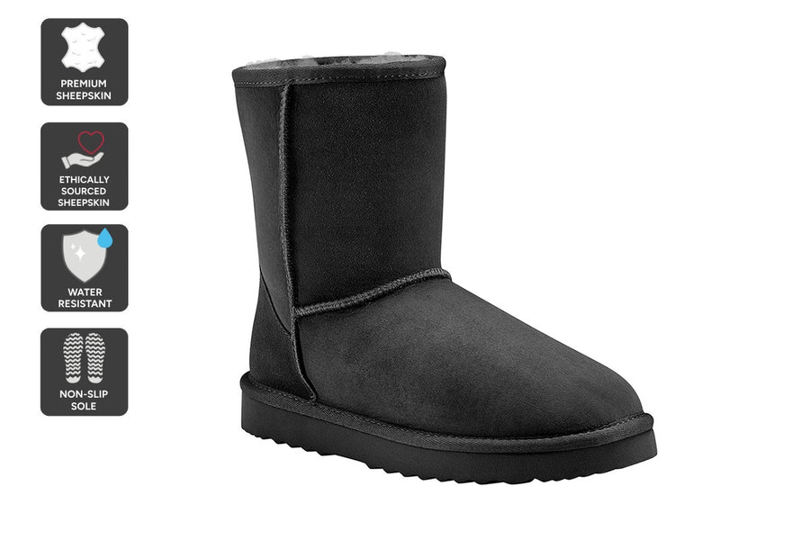 UGG Outback Premium Australian Sheepskin Short Classic Boot (Black, Size 13M/14W US)