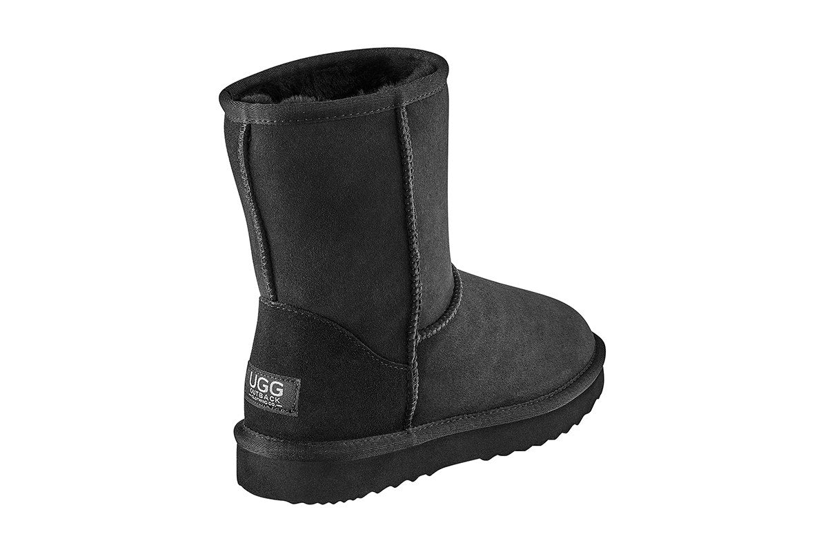 UGG Outback Premium Australian Sheepskin Short Classic Boot (Black, Size 13M/14W US)