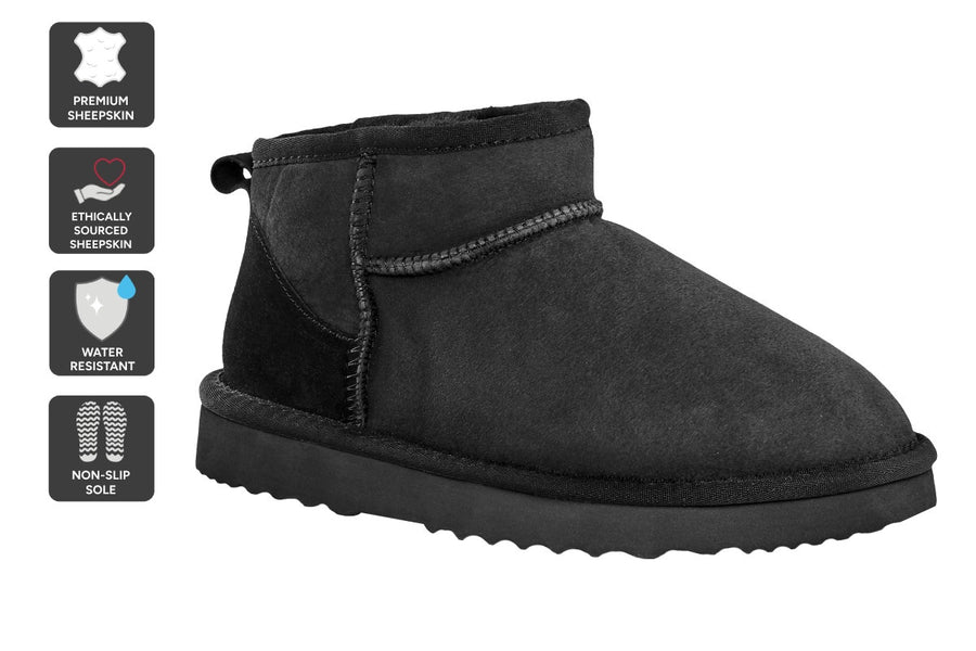 UGG Outback Premium Australian Sheepskin Ultra Mini Boot (Black, Size 5M/6W US)