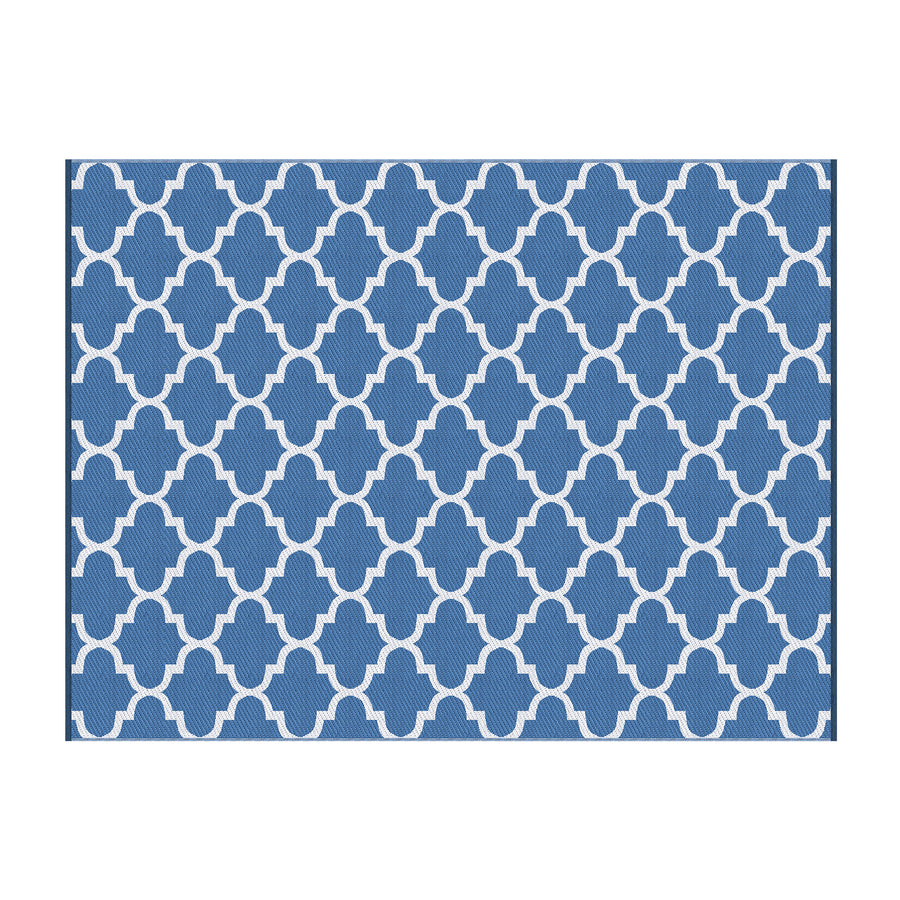 Gardeon Reversible Outdoor Rug – Blue 274 x 366cm with Carry Bag