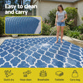 Gardeon Reversible Outdoor Rug – Blue 274 x 366cm with Carry Bag