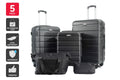 Orbis 5 Piece Luggage Set (Black)