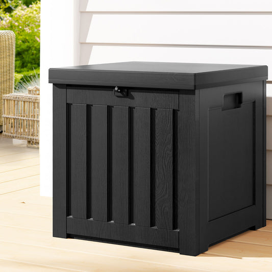 Gardeon Outdoor Storage Box - 80L, Lockable Garden Container in Black