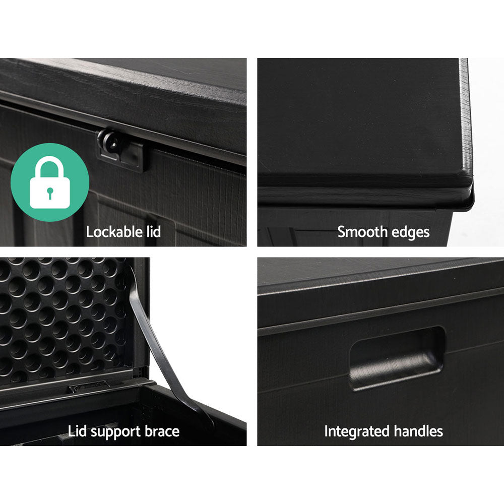 Gardeon Outdoor Storage Box - 80L, Lockable Garden Container in Black