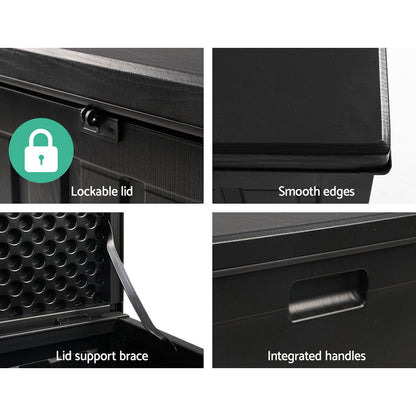 Gardeon Outdoor Storage Box - 80L, Lockable Garden Container in Black