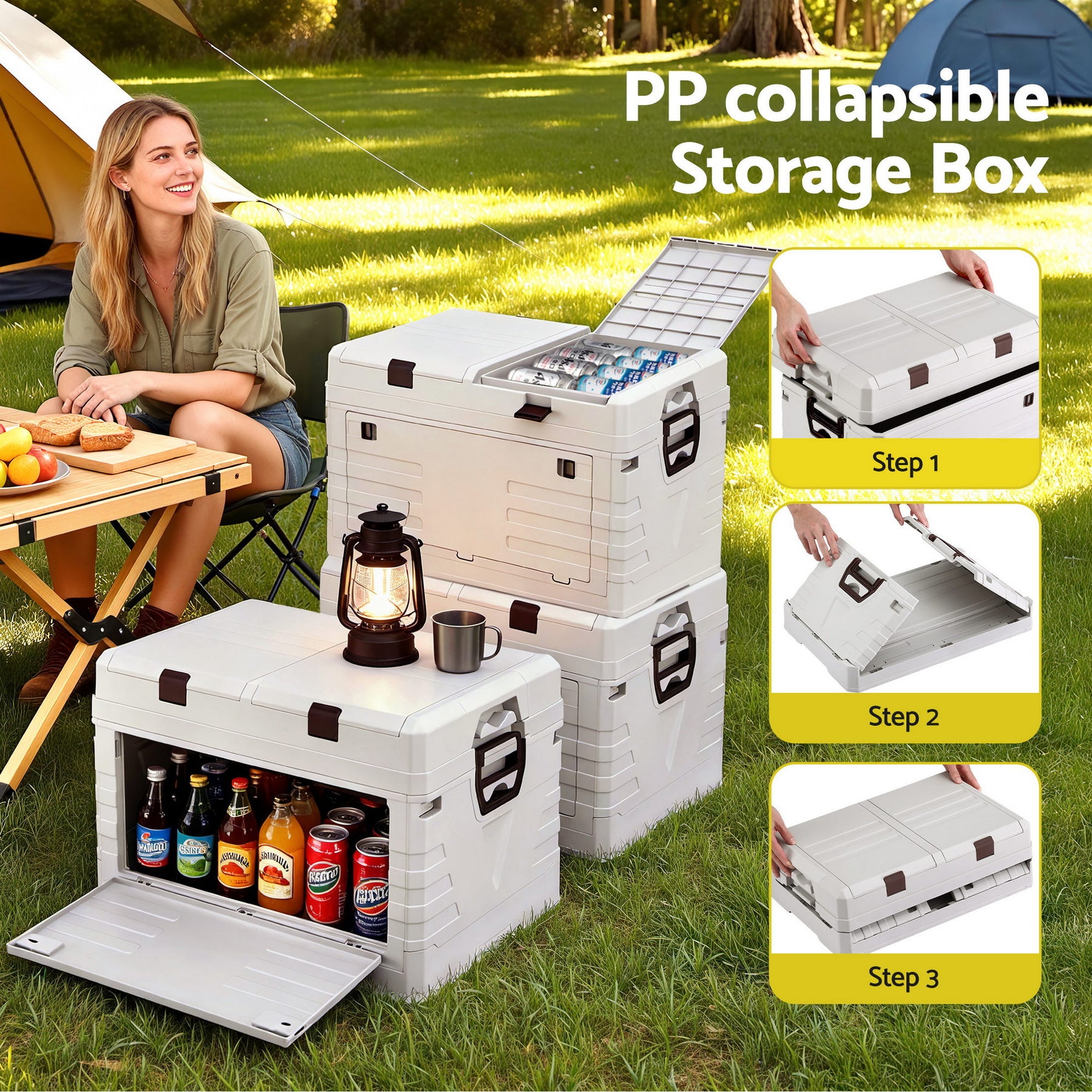 Gardeon 80L Outdoor Storage Box Foldable Camping Collapsible Bins Organizer - SuperSaverAU - view 4