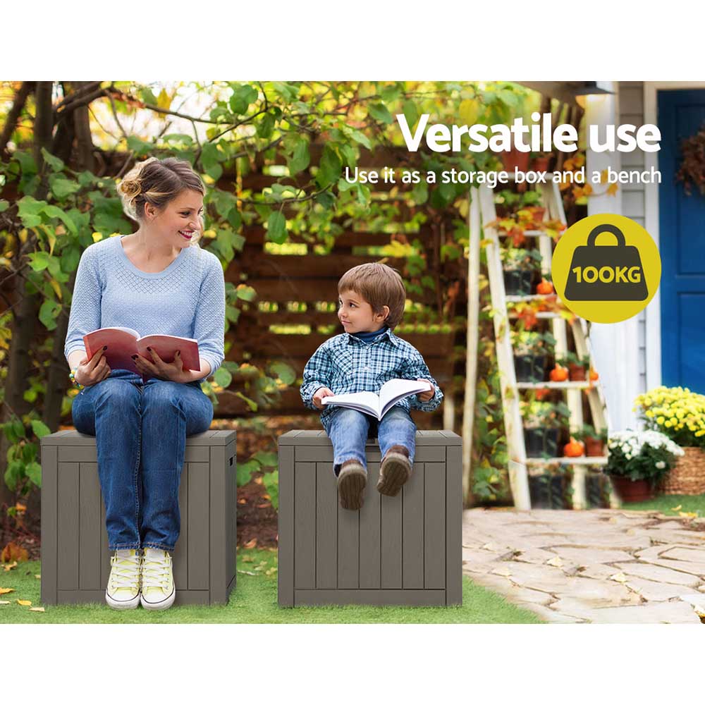 Gardeon Outdoor Storage Box 118L Container Lockable Garden Toy Tool Shed Grey - SuperSaverAU - view 4