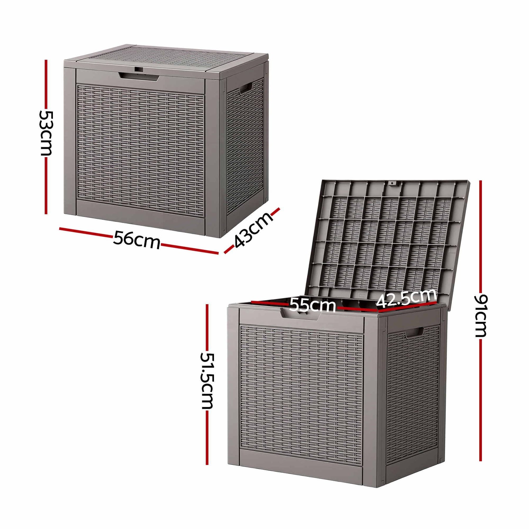 Gardeon 118L Brown Lockable Outdoor Storage Box Rattan Texture Garden Container