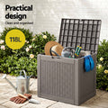 Gardeon 118L Brown Lockable Outdoor Storage Box Rattan Texture Garden Container