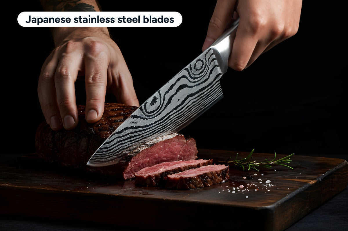 Ovela 7 Piece Japanese Steel Knife Block Set