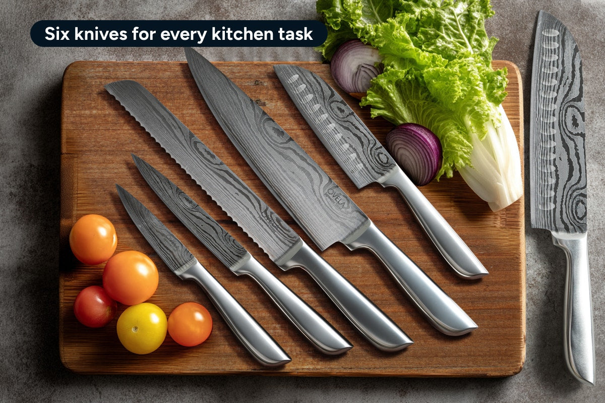 Ovela 7 Piece Japanese Steel Knife Block Set